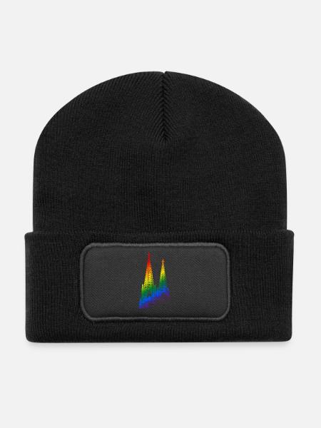 Kölner Dom LGBTQ Pride Regenbogen Silhouette Köln - Recycelte Patch Beanie - Schwarz