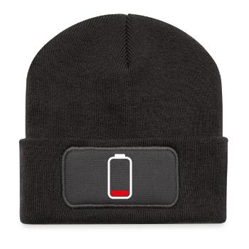 LOW BATTERY - White - Recycled Patch Beanie - dark grey - Front