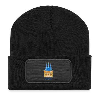 Wernigerode, mairie, maison à colombages Allemagne de l'Est - Beanie recyclé à patch - noir - Devant