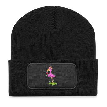 Rose flamante - Beanie recyclé à patch - noir - Devant