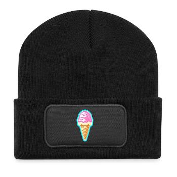 Eis - Recycelte Patch Beanie - Schwarz - Vorne