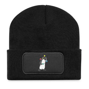 Penguin juggler juggling - Recycled Patch Beanie - black - Front