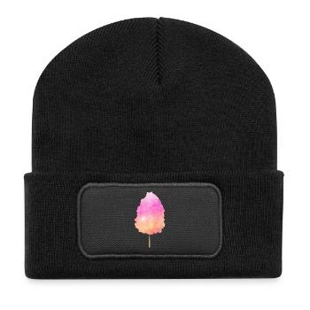 fluffy cotton candy with a colorful gradient - Recycled Patch Beanie - black - Front