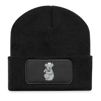 Koala Krankenschwester - Recycelte Patch Beanie - Schwarz - Vorne
