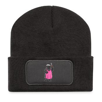 Dachs Friseur Haarklammer - Recycelte Patch Beanie - Dunkelgrau - Vorne