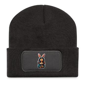lapin lunette - Beanie recyclé à patch - charbon - Devant