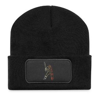 Vintage Cricket Spieler - Recycelte Patch Beanie - Schwarz - Vorne