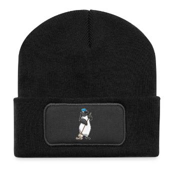Pinguin Reinigungskraft Wischmob - Recycelte Patch Beanie - Schwarz - Vorne