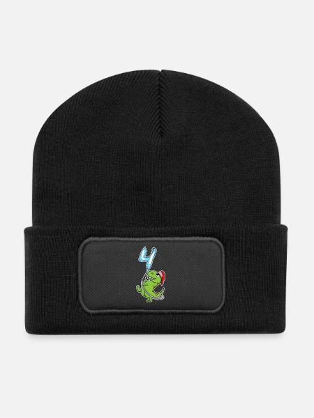 4. Geburtstag Dinosaurier - Recycelte Patch Beanie - Schwarz