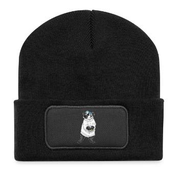 Dachs Arzt Arztkittel - Recycelte Patch Beanie - Schwarz - Vorne