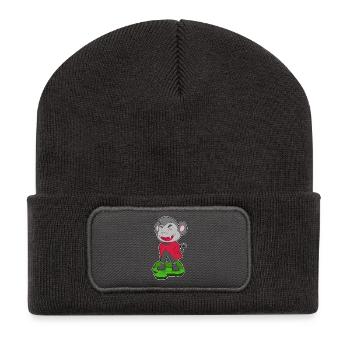 Monkey Halloween Vampire - Recycled Patch Beanie - dark grey - Front