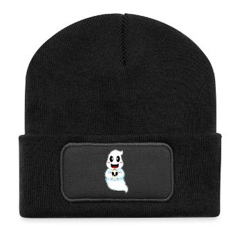 Geist Halloween Totenkopf - Recycelte Patch Beanie - Schwarz - Vorne