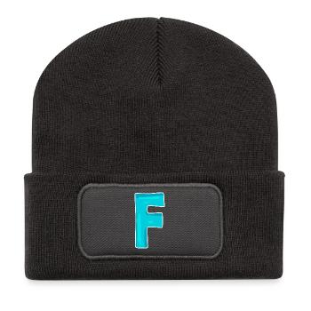 Lettre de nom F - Beanie recyclé à patch - charbon - Devant