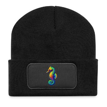 Seepferdchen - Recycelte Patch Beanie - Schwarz - Vorne