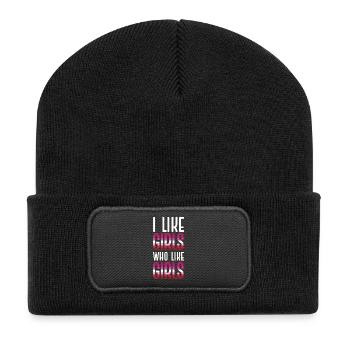 LGBT Pride Month - Ich mag Mädchen, die Mädchen mögen - Recycelte Patch Beanie - Schwarz - Vorne