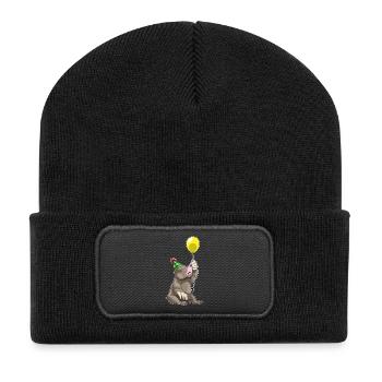 Mole Birthday Balloon - Recycled Patch Beanie - black - Front