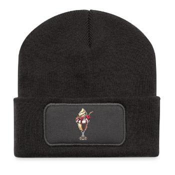 Ice cream sundae pixel graphic - Recycled Patch Beanie - dark grey - Front
