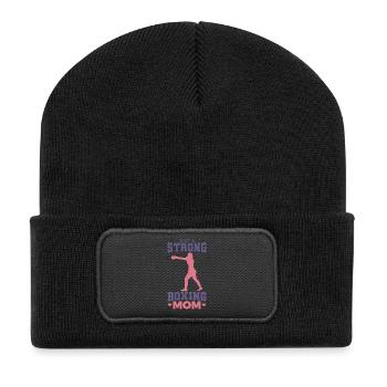 Just a strong boxer mom - Recycled Patch Beanie - black - Front