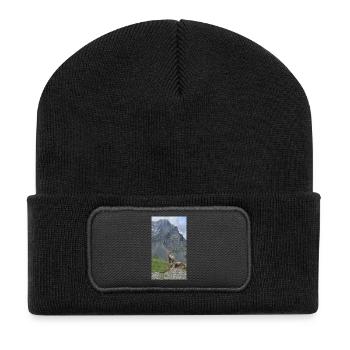 Bouquetin des Alpes - Beanie recyclé à patch - noir - Devant