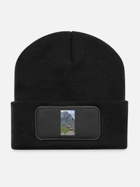 Alpine ibex - Recycled Patch Beanie - black