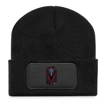 Cyborg Rabe Kanji rot - Recycelte Patch Beanie - Schwarz - Vorne