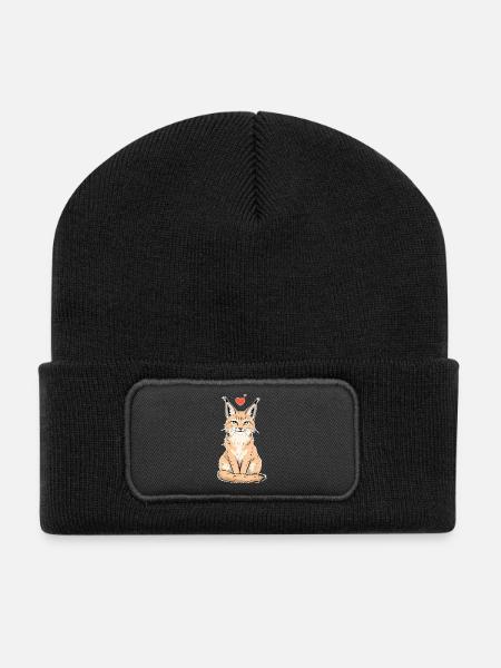 Lynx with Heart – Wild & Loving - Recycled Patch Beanie - black