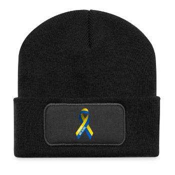 Soutenez le projet de paix en Ukraine - pas seul - Beanie recyclé à patch - noir - Devant