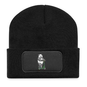Panda Scooter - Recycled Patch Beanie - black - Front