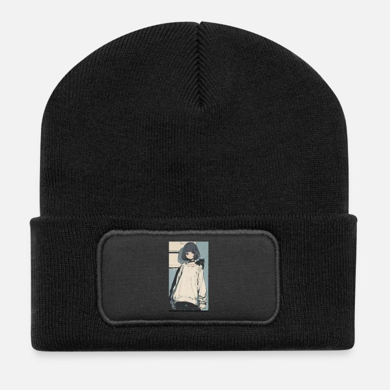SWS ANIME - Recycelte Patch Beanie - Schwarz