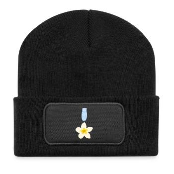 Cigale et fleur - design estival du Sud - Beanie recyclé à patch - noir - Devant