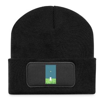 Chat et OVNI - Beanie recyclé à patch - noir - Devant