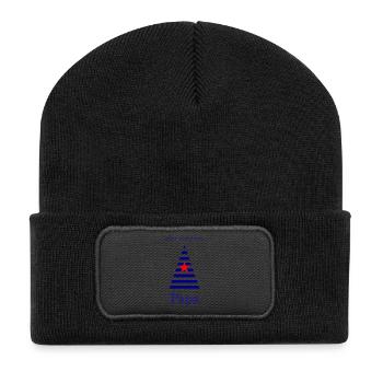 DAD. FATHER'S DAY. HAPPY FATHER'S DAY. HAPPY BIRTHDAY. - Recycled Patch Beanie - black - Front
