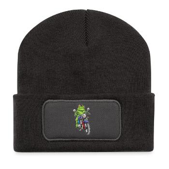 Moto Frog - Beanie recyclé à patch - charbon - Devant
