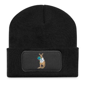 Känguru Geschichte Lehrer Schule - Recycelte Patch Beanie - Schwarz - Vorne