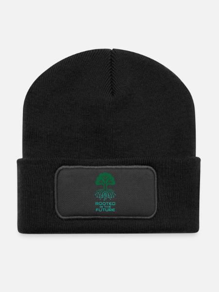 Digital Baum für nachhaltige Zukunft - Recycelte Patch Beanie - Schwarz