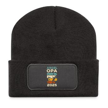 Rente 2025 Rentner Angeln Pension Angler - Recycelte Patch Beanie - Dunkelgrau - Vorne