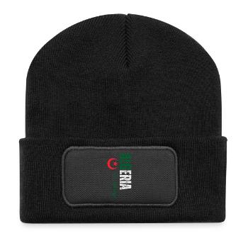 Fabriqué en Algérie, conception verticale - Beanie recyclé à patch - noir - Devant