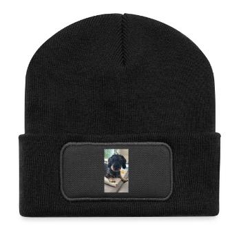 Dog portrait with charming face Rachel, Rauhha - Recycled Patch Beanie - black - Front