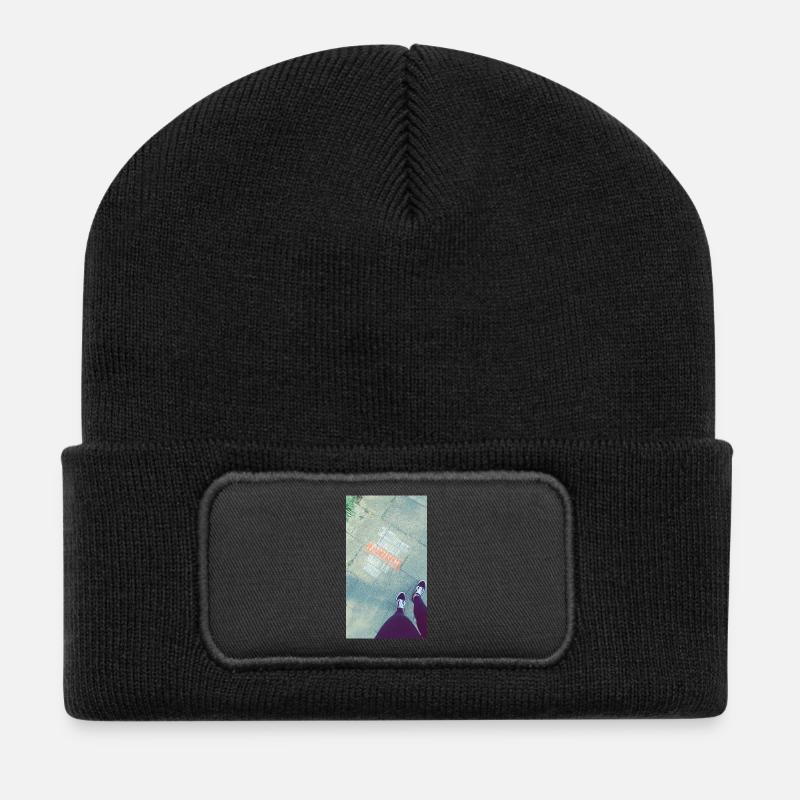 Graphics on the sidewalk with a cross-out - Recycled Patch Beanie - black