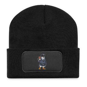 Penguin Policeman Police Tag Police - Recycled Patch Beanie - black - Front