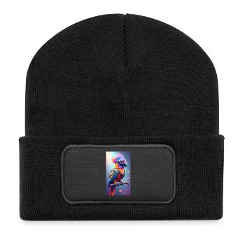 Colorful Steampunk Parrot - Recycled Patch Beanie - black - Front