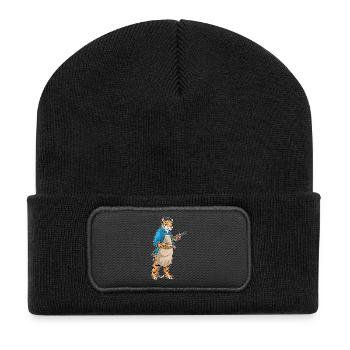 Tiger Painter Brush Painting - Recycled Patch Beanie - black - Front