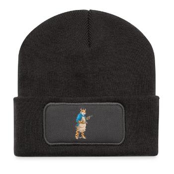 Tiger Painter Brush Painting - Recycled Patch Beanie - dark grey - Front