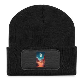 Moon over Red Desert Trail - Recycled Patch Beanie - black - Front