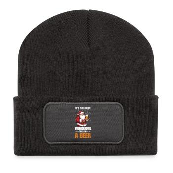 Noël, le meilleur moment pour la bière Xmax Santa - Beanie recyclé à patch - charbon - Devant