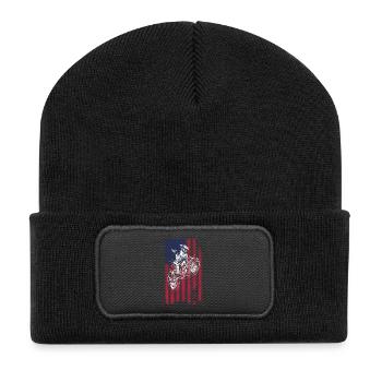 Dirt Biking USA-Flagge - Recycelte Patch Beanie - Schwarz - Vorne