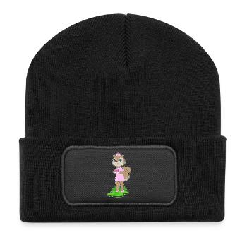 Squirrel Birthday Nurse - Recycled Patch Beanie - black - Front