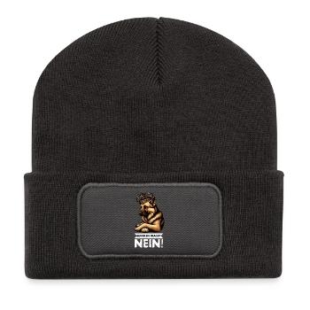 Avant que vous ne demandiez aux bergers bergers allemands - Beanie recyclé à patch - charbon - Devant
