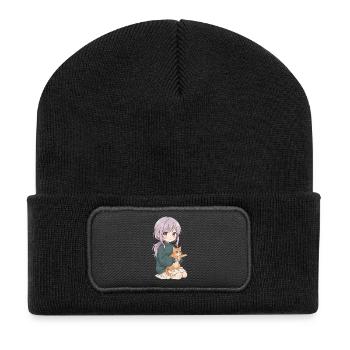 Anime Girl Cat Japan Kawaii Cat Lover - Beanie recyclé à patch - noir - Devant