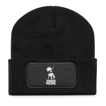 Bevor Du Fragst Miniatur Bullterrier Bully Bullys - Recycelte Patch Beanie - Schwarz - Vorne
